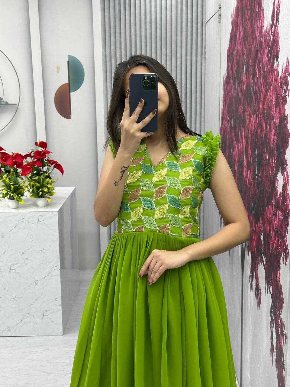 PC 468 Green Embroidered Gown - Image 2