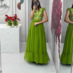PC 468 Green Embroidered Gown